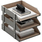 Leather Desk Organizer, Thipoten 3-Tier Stackable Letter Tray Holder for Office Supplies, Paper, File, Magazine, Perfect Office Organization for Desktop (Brown-3Tiers)