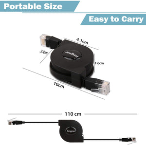 Fasgear Cat6 Ethernet Cable [1 Pack 1m/3ft Black] Adjustable Flat Internet Network LAN Patch Cord High Speed 10Gbps Cat6 Computer Wire with RJ45 Connectors for Modem Router, PC, Mac, Laptop