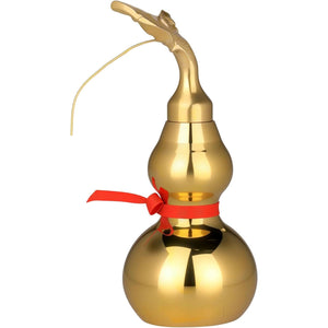 I-MART 4 Inch Brass Feng Shui Gourd Wu Lou Hu Lu Chinese Decor Symbol of Health Longevity and Prosperity, Oriental Good Luck Decorations for Home Office Feng Shui Decor