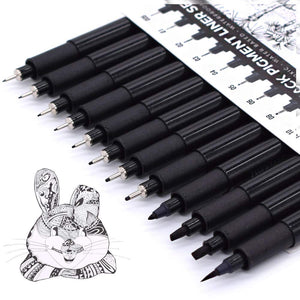 Buy now TWOHANDS Art Pens,Fineliner Ink Pens,Set of 12 Technical Drawing pen,Pigment Pen,Fine Point,Black,Waterproof,for Art Watercolor,Sketching,Anime,Manga, 902188 at indiglob india