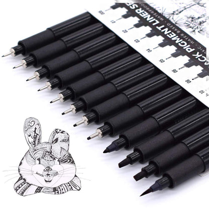 Buy now TWOHANDS Art Pens,Fineliner Ink Pens,Set of 12 Technical Drawing pen,Pigment Pen,Fine Point,Black,Waterproof,for Art Watercolor,Sketching,Anime,Manga, 902188 Black 1 Count (Pack of 12) at indiglob india