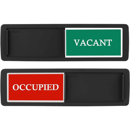 7''x2'' Magnetic Privacy Indicator, Do Not Disturb Sign for Office, Vacant Occupied Slider for Bathroom Door, Welcome Please Knock, with Adhesive Sticker Fits All Doors (Silver, Vacant Occupied Sign)