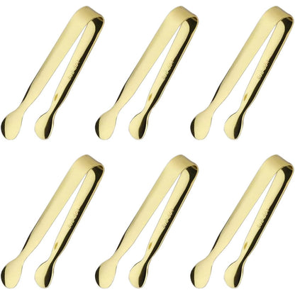 6PCS Ice Tongs Mini Sugar Tongs 4.25Inch Tong for Serving Food Small Serving Tong, Kitchen Tong for Appetizers,Tea Party, Coffee Bar, Desserts by Sunenlyst (Silver and Gold)