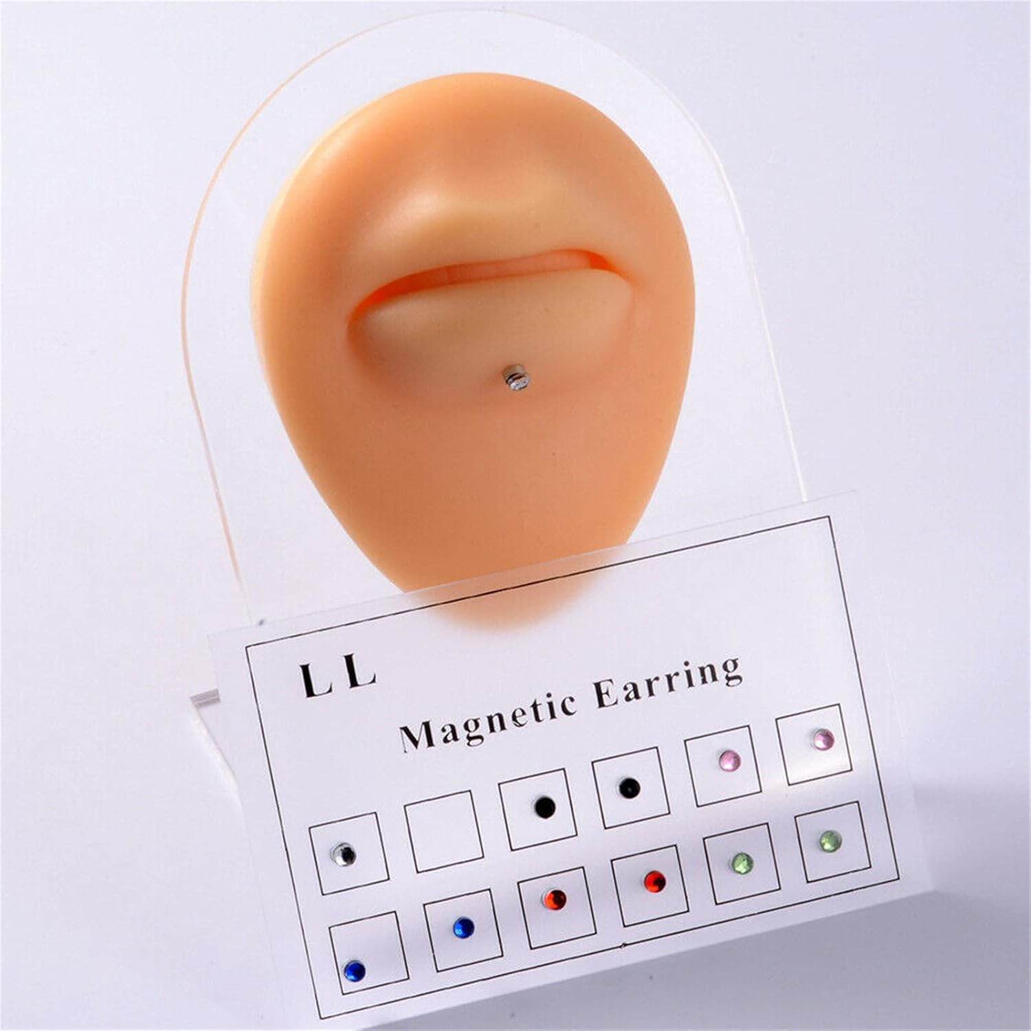 12pcs Crystal Magnetic Stud Earring Magnet Ear Lip Stud Non Piercing, Women Men Steel Crystal Fake Lip Ring Clip Nose Ring Fake Cheater Jewelry Gift - My Store