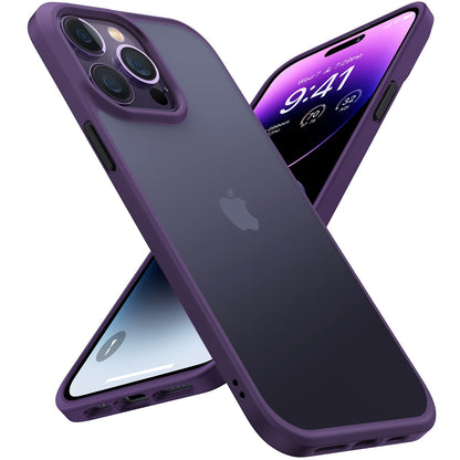 Buy now TORRAS Tough Shockproof for iPhone 13 Pro Case, [Military-Grade Drop Tested] Ultra-Durable Matte Hard PC Back with Soft Silicone Edge Slim Protective for iPhone 13 Pro Phone Case,Translucent Black iPhone 14 Pro Purple at indiglob india