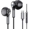 USB C Headphones for Samsung Galaxy S24 S23 Ultra S22 S21 FE S20 A54 A53 USB C Earphones with Mic Volume Control Wired Earbuds USB Type C Headphones for iPhone 16 15 Pro Max Plus iPad Pro Pixel 8 7 6a - Black