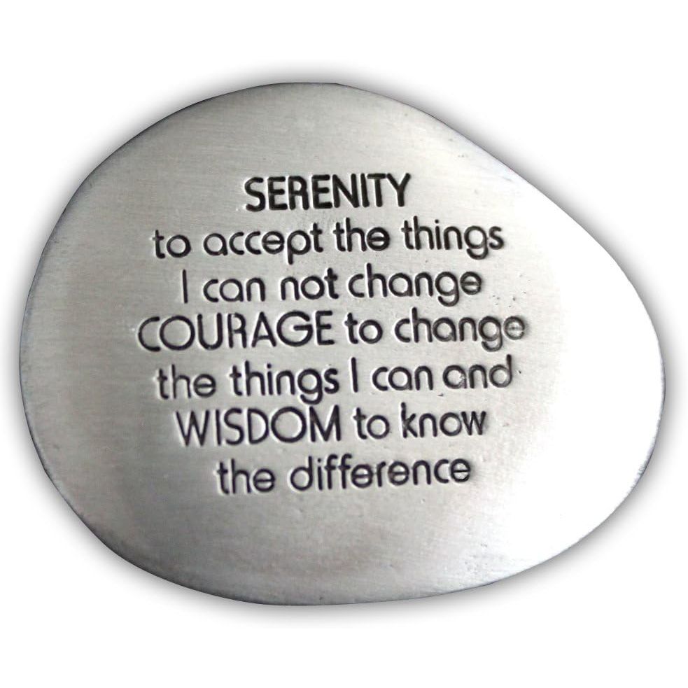 Cathedral Art Serenity Prayer Soothing Stone - Engraved Rock with Inspirational Words, Mindfulness and Meditation Stones for Stress, Worry, and Anxiety, 1-1/2-Inch, Silver