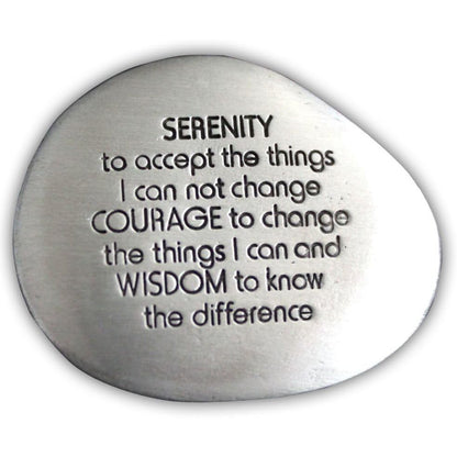 Cathedral Art Serenity Prayer Soothing Stone - Engraved Rock with Inspirational Words, Mindfulness and Meditation Stones for Stress, Worry, and Anxiety, 1-1/2-Inch, Silver