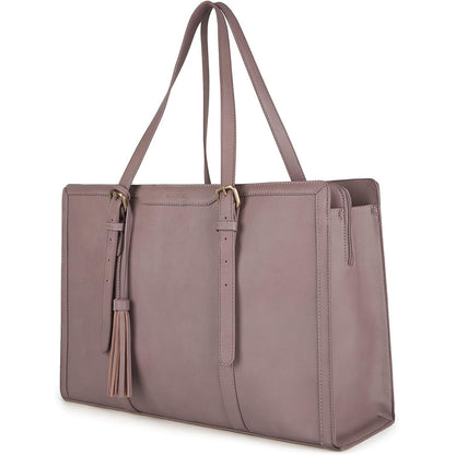 ECOSUSI Laptop Bag For Women 15.6 Inch Work Tote Bags PU Leather Computer Purse For Business Office With 3 Layer Compartments