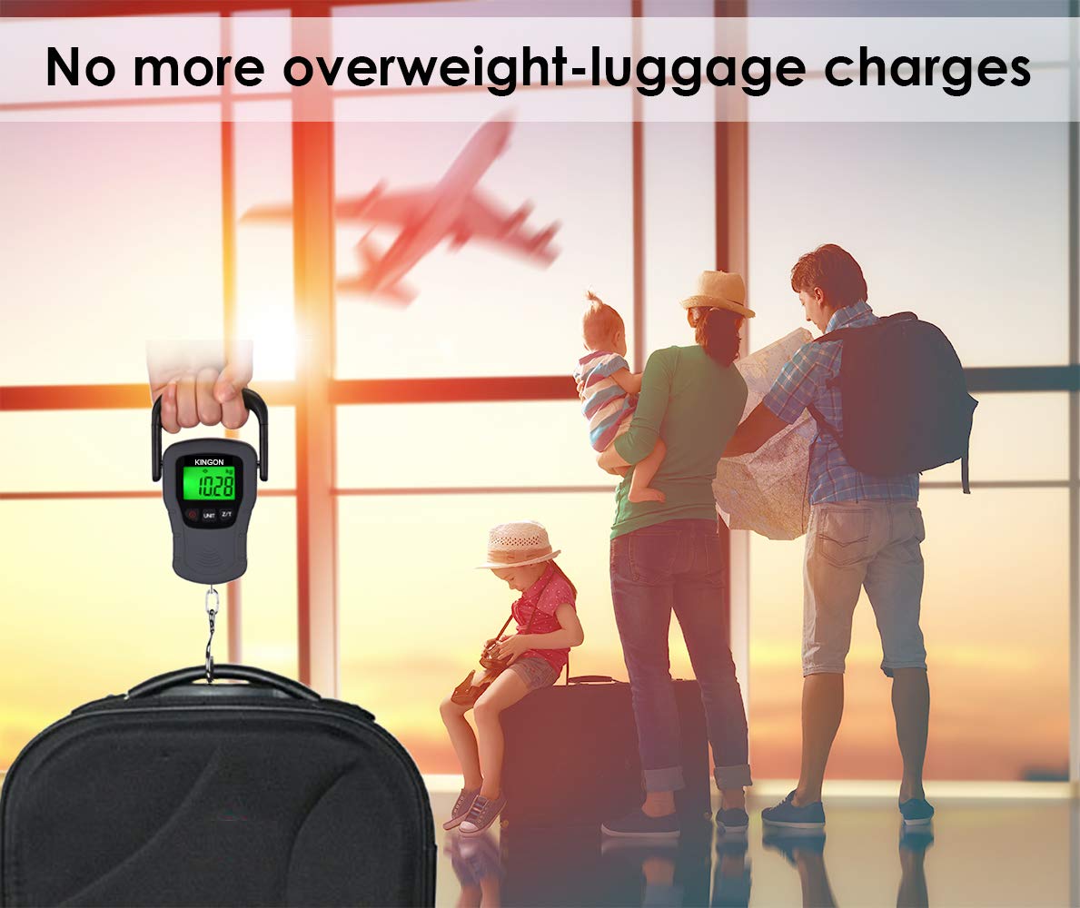 Buy now Digital Hanging Luggage Scale with Comfortable Handle and Large Hook, 110lb/50kg, Backlit Portable Scale for Travel Fishing with Tare/Hold Function, AAA Batteries Included, Grey at indiglob india