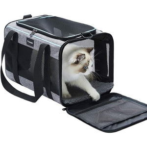 Vceoa 17.5x11x11 Inches Cat, Dog Carrier for Pets Up to 16 Lbs, Soft-Sided Cat Bag Animal Carriers Travel Puppy Carry As a Toy of Fabric Pet Home