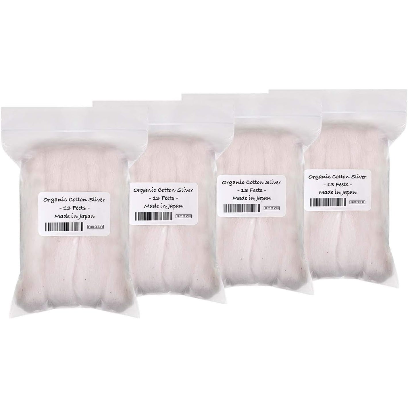 Japanese Organic Cotton Sliver 13 Feets 100% Organic Unbleached [Made in Japan] (4 Packs)