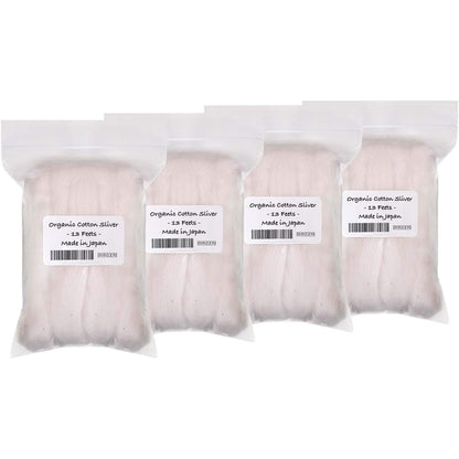 Japanese Organic Cotton Sliver 13 Feets 100% Organic Unbleached [Made in Japan] (4 Packs)