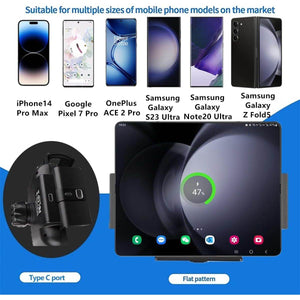 15W Qi Wireless Car Charger Mount Holder Compatible for Samsung Galaxy Z Fold7 Fold6 Fold5 Fold4 Fold3 Fold2 Fold 4.3in-6.9in Phone Auto Clamp Fast Charger - My Store