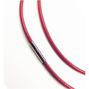Glory Qin 3mm Red Leather Cord Chain Stainless Steel Rice Clasps Necklace Rope Chain 16 TO 28 Inch (16 Inch Red)