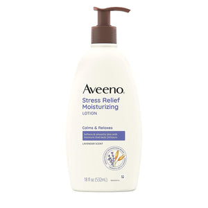 Aveeno Stress Relief Moisturizing Body Lotion with Lavender Scent, Natural Oatmeal to Calm & Relax, Non-Greasy Daily Stress Relief Lotion, 18 fl. oz (Pack of 3)
