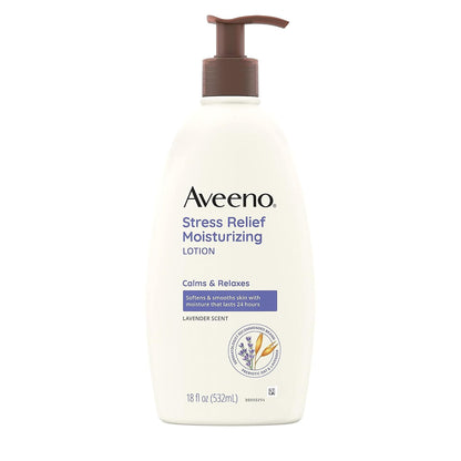 Aveeno Stress Relief Moisturizing Body Lotion with Lavender Scent, Natural Oatmeal to Calm & Relax, Non-Greasy Daily Stress Relief Lotion, 18 fl. oz (Pack of 3)