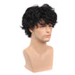 Kaneles Mens Short Curly Black Wig with Bang Costume Halloween Cosplay Party Natural Hair Wig