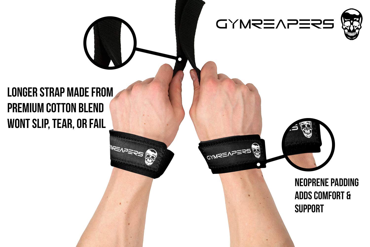 Buy now Gymreapers Lifting Wrist Straps for Weightlifting, Bodybuilding, Powerlifting, Strength Training, & Deadlifts - Padded Neoprene with 18 inch Cotton at indiglob india