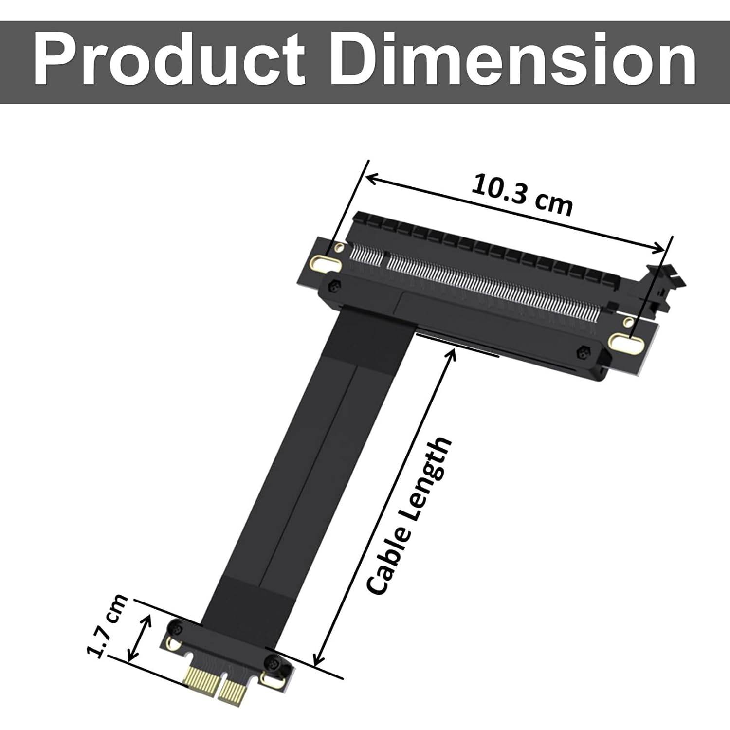 10Gtek PCIe 3.0 Extension Cable, X16 to X1, F to M, Straight to Straight, Cable Length 20cm, P341FM1120 - My Store
