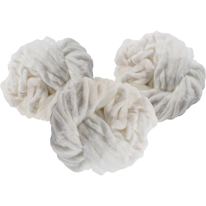 Chunky Vegan Wool Yarn 3 Pack (111 Yards Total, 37 Each Skein) - White- Fluffy Polyester Yarn Perfect for Soft Throw & Baby Blankets, Arm Knitting, Crocheting & DIY Crafts and Art Projects