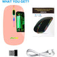 Wireless Bluetooth Mouse for Laptop, Rechargeable Mouse 2.4G USB Optical Wireless Mouse, LED Slim Dual Mode(Bluetooth 5.0 and 2.4G) Wireless Device for Laptop, PC, Mac OS, Android, Windows Champagne