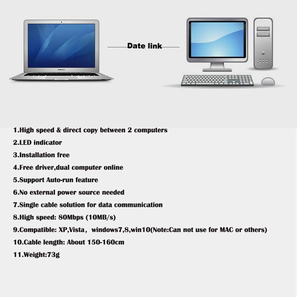 Buy now Unifire High Speed USB Pc to Pc Online Share Sync Link Net Direct Data File Transfer Bridge LED Cable Easy Copy Between 2 Computer at indiglob india