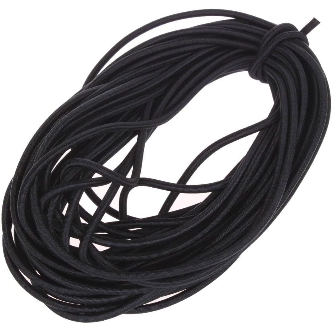 1/8-Inch (3mm) Black Heavy Stretch Round String Elastic Cord (Cut of 10 Yards)