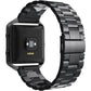 Simpeak Women Men Stainless Steel Metal Band Strap with Stailess Steel Frame Compatible with Fitbit Blaze, Match Link Removal Tool, Black