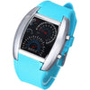 FANMIS Men's Digital Fashion Cobra LED Watches Silicone Iron Triangle Dial Sports Wrist Watch - Turquoise