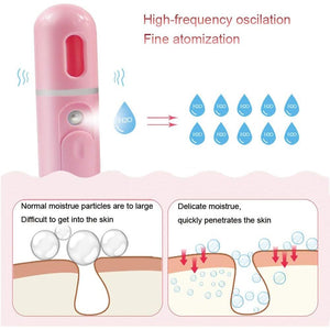 Nano Facial Mister, Portable Mini Cool Mist Facial Steamer Moisturizing Hydrating Face Sprayer for Skin Care, Makeup, Cleaning Pores，Eyelash Extensions，Summer Cool (Pink)