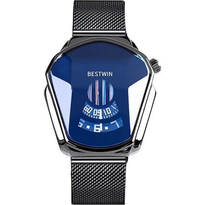 RORIOS Fashion Men's Watches Analog Quartz Watch Cool Creative Wristwatch with Stainless Steel Mesh Brecelet Sport Watch for Men