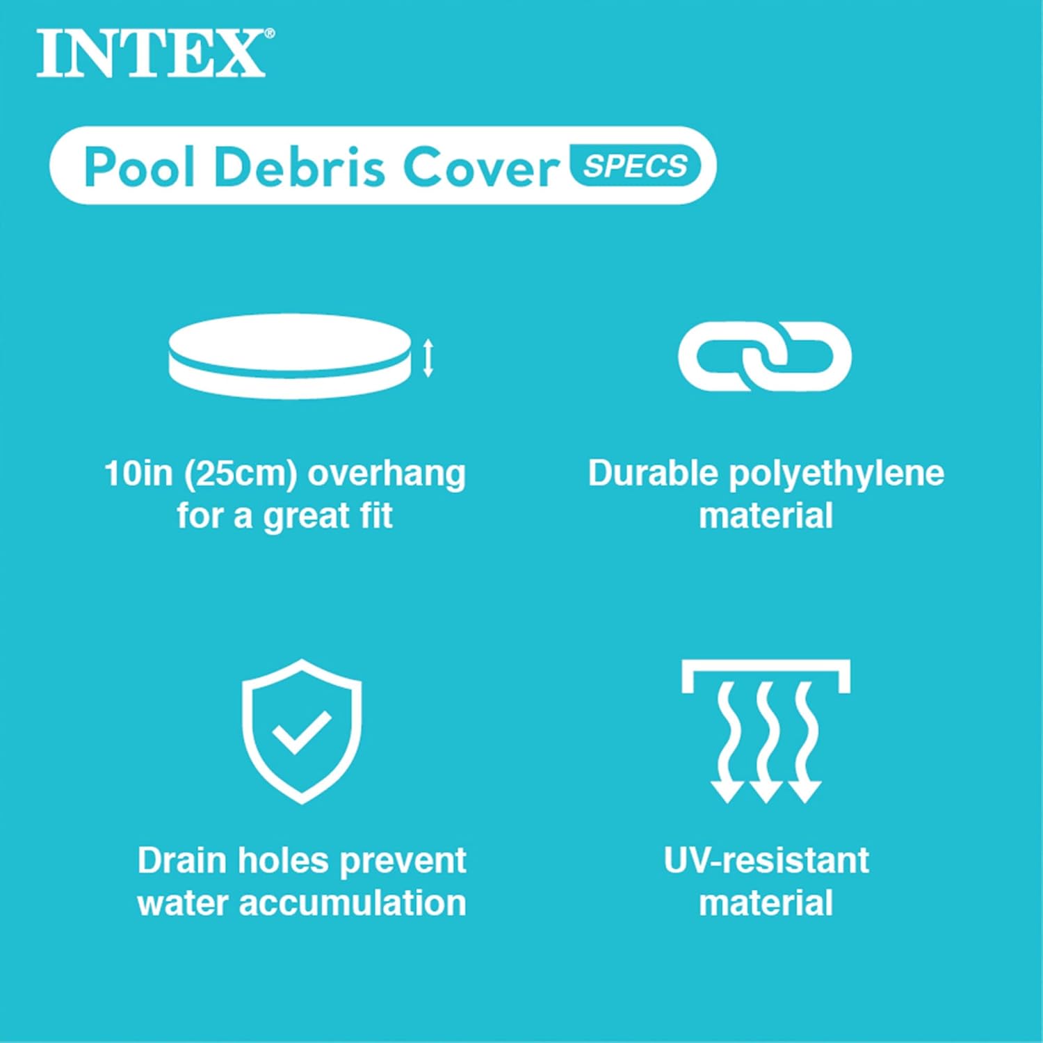 Buy now INTEX 28031E Pool Cover: For 12ft Round Metal Frame Pools – Includes Rope Tie – Drain Holes – 10in Overhang – Snug Fit at indiglob india