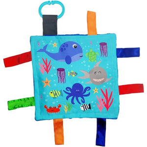 Baby Jack & Co 8x8” Ocean Lovey Tag Toys for Babies - Crinkle Toys for Developmental Play - Soft & Safe - Learn Shapes & Colors - Ideal Toy for Tummy Time - BPA Free w/Stroller Clip