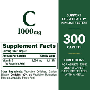 Buy now Nature's Bounty Vitamin C 1000mg, Supports Immune and Antioxidant Health, Vitamin C Supplement, 1 Per Day, 300 Vegetarian Caplets at indiglob india