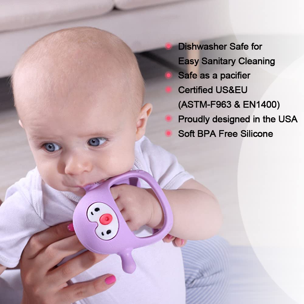 Buy now Smily Mia Baby Teething Toys for 0-6Months, Teethers for Babies 3-6Months | Penguin Teether | Hand Teether |Teething Mittens for Teething Relief, Baby Pacifier |New Born Essentials, Light Blue at indiglob india