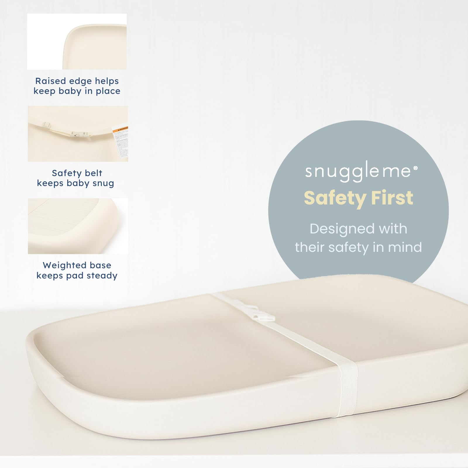 Buy now Snuggle Me?? Baby Changing Pad - Soft PU Foam Diaper Changing Pad for Dresser, Scandi-Inspired with Wooden Base in Light Oak Finish, Wipe-Clean Surface & Safety Strap (27.6" ?? 18.9" ?? 3.9") at indiglob india