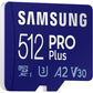 Samsung PRO Plus + Reader 512GB microSDXC Up to 160MB/s UHS-I, U3, A2, V30, Full HD & 4K UHD Memory Card for Android Smartphones, Tablets, Go Pro and DJI Drone (MB-MD512KB/AM)