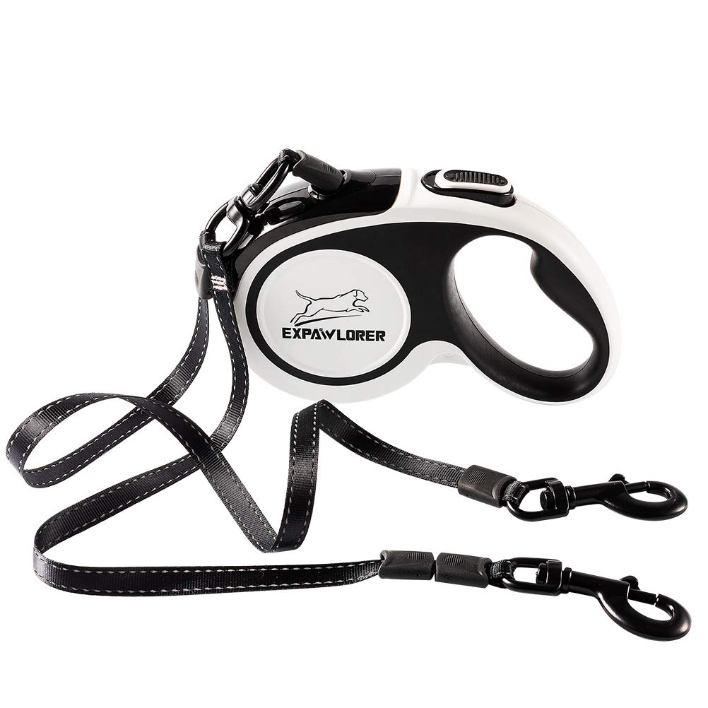 Buy now EXPAWLORER Dual Retractable Dog Leash - Double-Head Lockable Extendable Pet Leash - 16FT Reflective Nylon Ribbon - 360 Tangle-Free for Two Dogs Walking Training at indiglob india