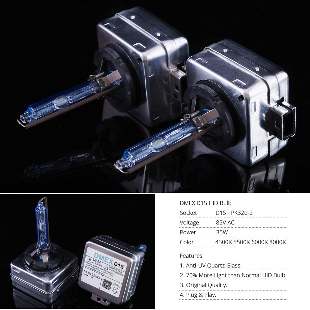 Buy now DMEX D1S HID Headlight Bulbs Xenon 35W Replacement 66144 66140 85140 85415 - Pack of 2, 6000K Cool White (Not fit Halogen Headlamp) at indiglob india