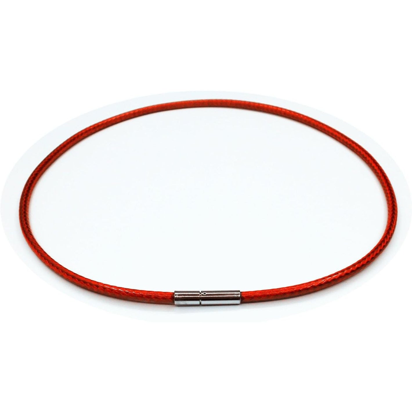 Glory Qin 3mm Red Leather Cord Chain Stainless Steel Rice Clasps Necklace Rope Chain 16 TO 28 Inch (16 Inch Red)