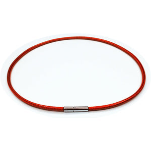 Glory Qin 3mm Red Leather Cord Chain Stainless Steel Rice Clasps Necklace Rope Chain 16 TO 28 Inch (16 Inch Red)