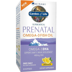 Garden of Life Prenatal DHA Omega 3 Fish Oil Supplement - Minami Natural Prenatal, Lemon, 30 Softgels