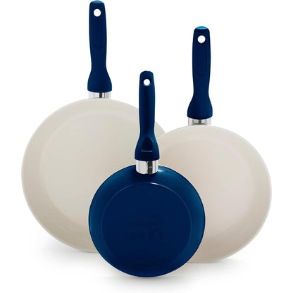 GreenPan Rio 8" and 10" Frying Pan Skillet Set, PFAS-Free, Healthy Ceramic Nonstick Cookware, Stay-Cool Bakelite Handles, Dishwasher Safe, Easy Clean, Durable Performance, Black