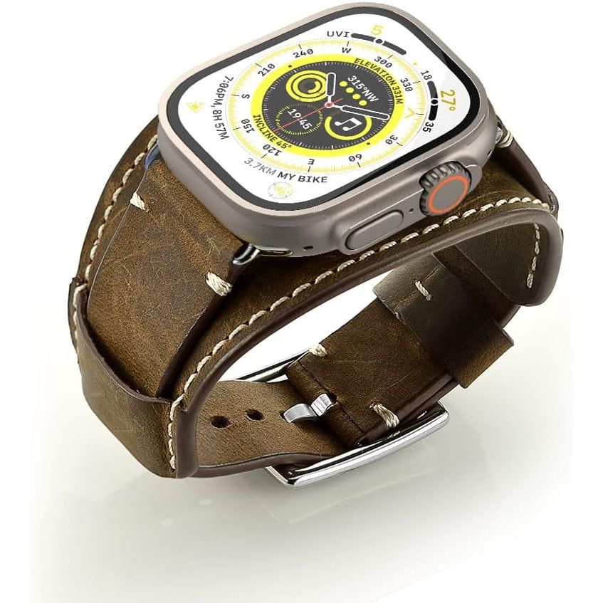 Buy now Leather Band Compatible with Apple Watch Series 9 8 45mm Bands, Genuine Leather Strap with Stainless Clasp for Watch Ultra 2 49mm/SE Series 7 6 5 4 3 2 45mm 44mm 42mm Band at indiglob india