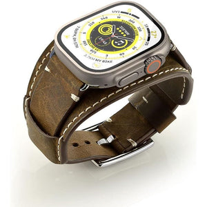 Leather Band Compatible with Apple Watch Series 9 8 45mm Bands, Genuine Leather Strap with Stainless Clasp for Watch Ultra 2 49mm/SE Series 7 6 5 4 3 2 45mm 44mm 42mm Band