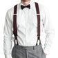 AWAYTR Mens Brown Button End Suspenders - Adjustable Elastic Y Shape Tuxedo Suspender
