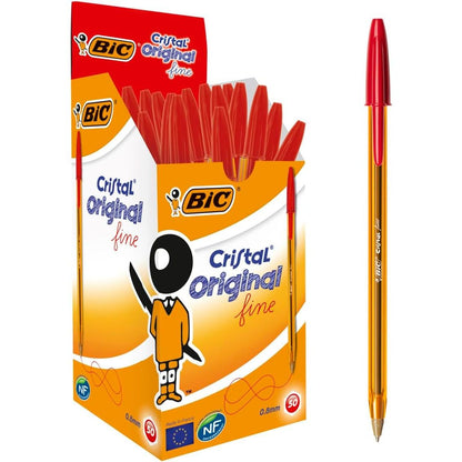 BIC Cristal Original Fine Ball Pens Fine Point (0.8 mm) - Assorted Colours, Pouch of 10