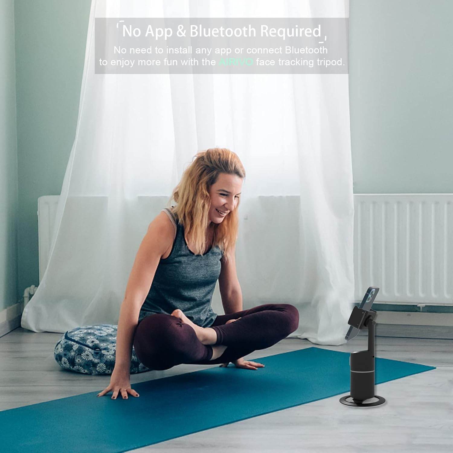 Auto Face Tracking Tripod, 360°Rotation Camera Phone Holder Auto Fast Following, Rechargeable Phone Stand for Live Video YouTube TIK Tok, Universal Stand Black(No app) - My Store