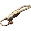 TOPKU Car Keychain Leather Elegant Detachable, Leopard Head with Blue Diamond Eyes - Gold